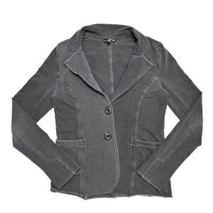 Mezzo Italian Made Blazer Jacket Panelled Lightweight Gray Small distressed